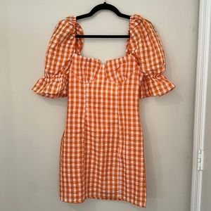 NWOT Orange Gingham Dress